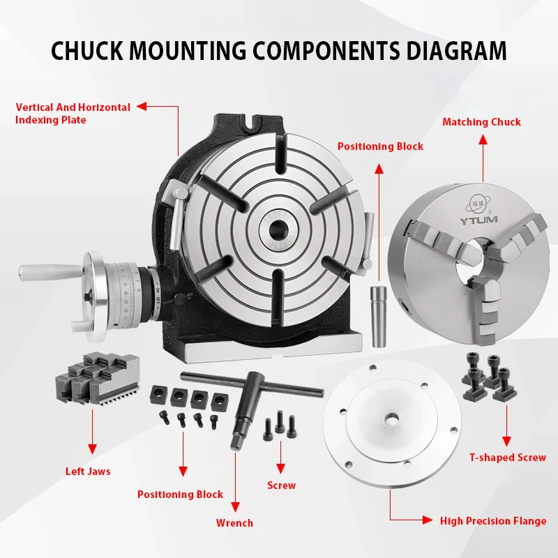 Set for CNC Milling Machine Lathe 12 Inch Dividing Head 250MM 4 Jaw Chuck Universal Indexing Head -