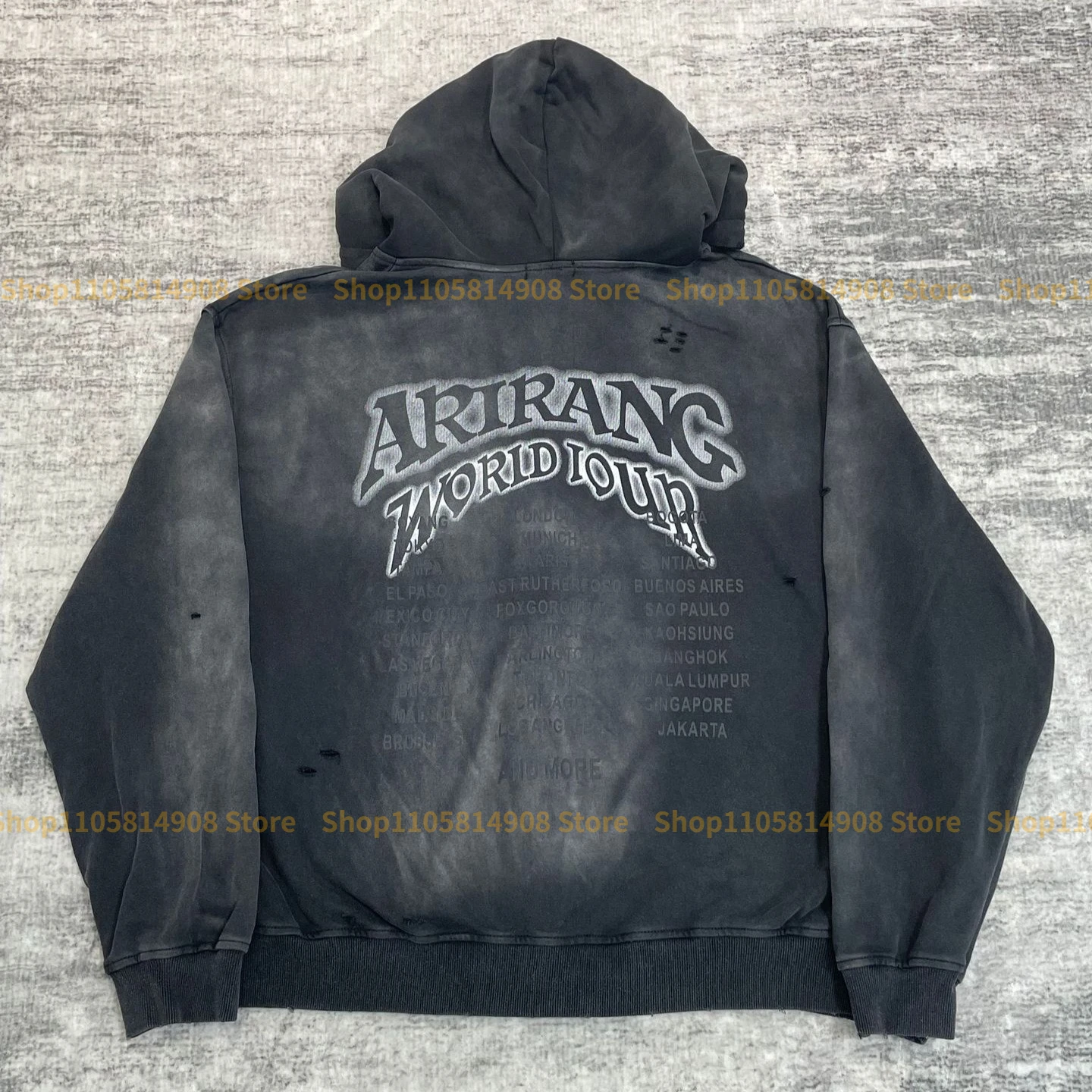 2026 Vintage Washed Zip Hoodie Men Cotton Embroidered Number Letter Arirang New York Sweatshirt Loose Street Style Hooded Jacket