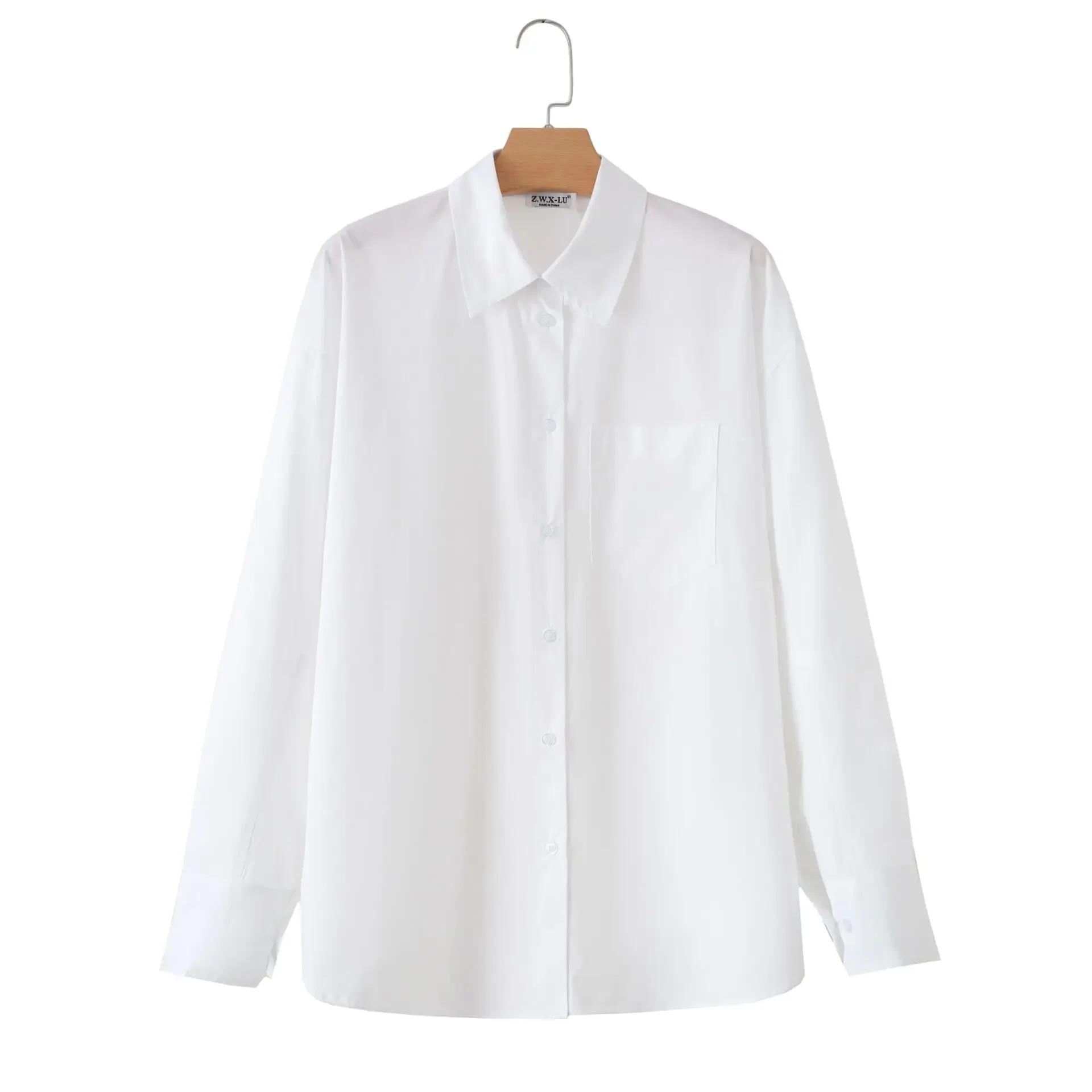 New Fashion Women 100% Cotton Basic Striped Shirt Long Sleeve Lapel Collar Female Chic Lady Casual Tops Blouse