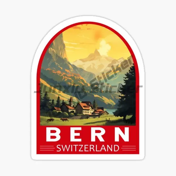 BERN SWITZERLAND Flag Car Stickers Bike Motorcycle Laptop Truck Camper Wall Bicycle Waterproof PVC Decal Accessories