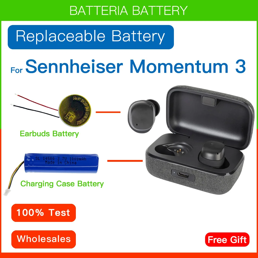Genuine CP1254 Replacement Battery For Sennheiser MOMENTUM True Wireless 3 2 MOMENTUM3 Bluetooth Earbuds Headset Batteria