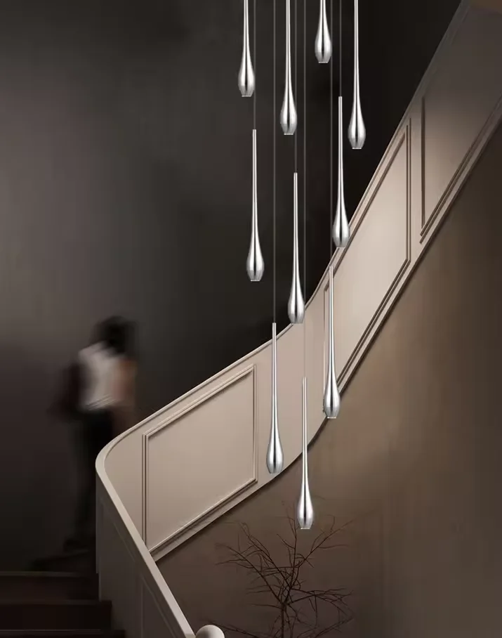 Minimalist LED Chandelier Luxurious Modern Living Room Lighting Duplex Attic Home Decoration Dining Room Staircase Pendant Light