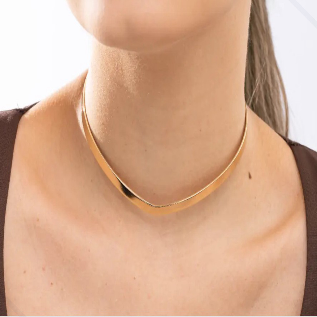Choker Gargantilha Feminina Banhada a Ouro 18k – Minimalista, Elegante e Moderna
