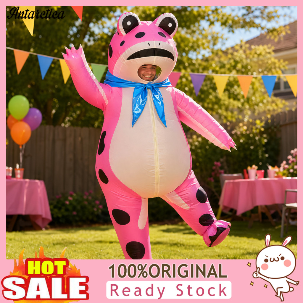 Frog Cosplay Outfit Inflatable Costume for Adults with Air Blower and Battery Box – Fun Green Blow-up Suit for Hallowe