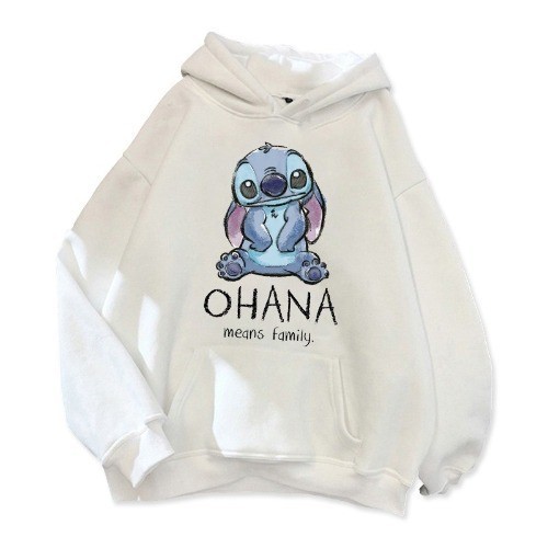 Blusa Moletom de capuz, Desenho Stitch Ohana Means Family tendência America  , feminino presentear namorada e amigas