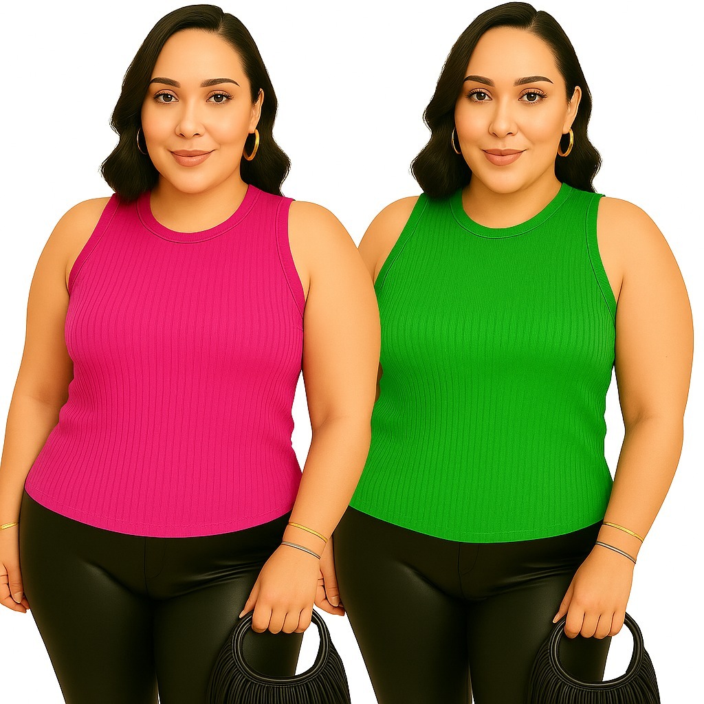 Kit 2 Blusas Regata Plus Size Feminina – Reconect | Conforto, Estilo e Alta Qualidade