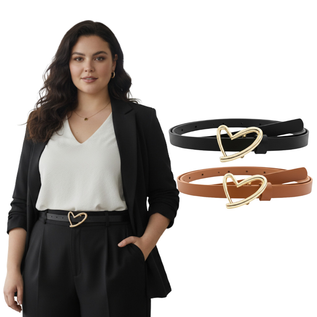 KIT 2 Cintos Feminino Fino 1.5cm da Moda Casual Combinações Cores para Vestidos Saias Calça Prata ou Dourado -Julieta
