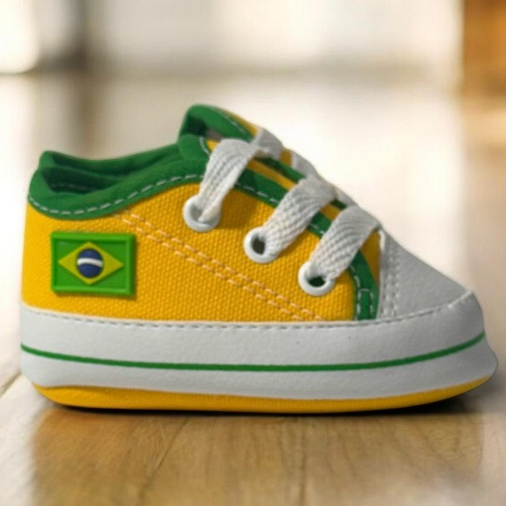 Sapatinho de Bebê Recém Nascido Patriota Brasil RN Futebol Verde Amarelo