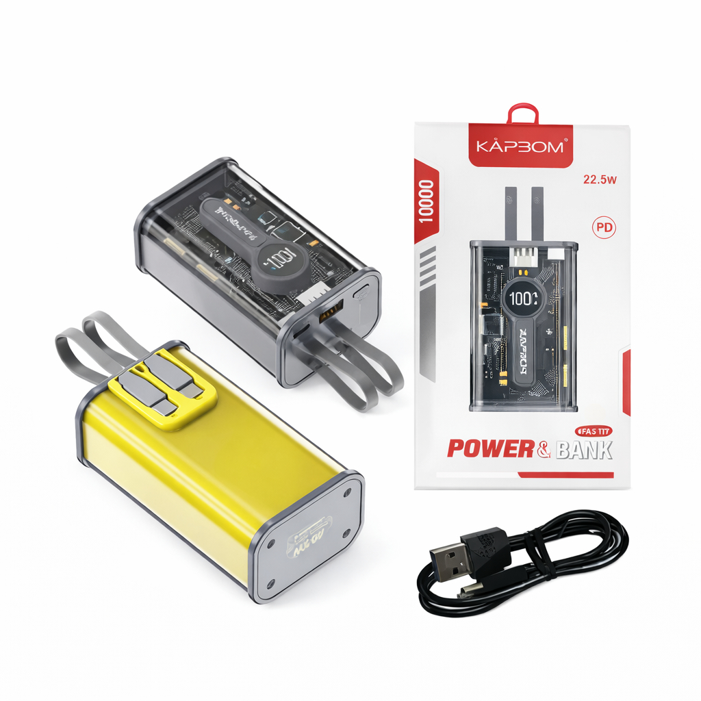 Power Bank 10000 mAh Portátil Carregador Rápido LED Dual USB + Cabos