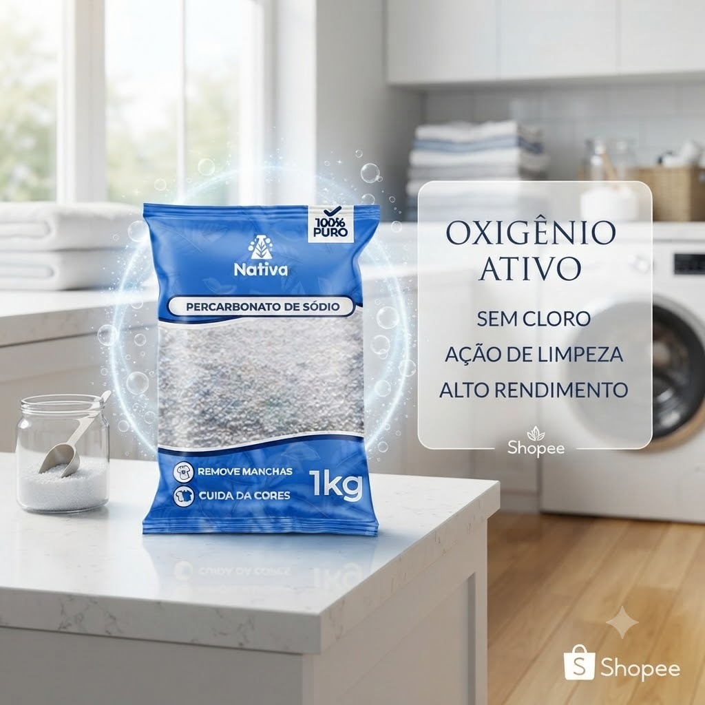 Percarbonato De Sódio 1kg Oxigênio Ativo Removedor De Manchas Multiuso