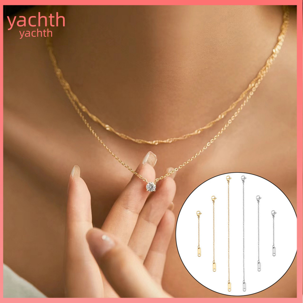 Necklace Extender Chain Anklet 6 Pcs Stainless Steel Jewelry Kit Bracelet Extension Chains with Lobster Clasp Lightweigh
