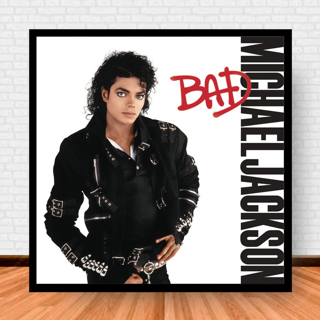 Quadro Decorativo Placa Música Álbuns Michael Jackson Pop com Moldura