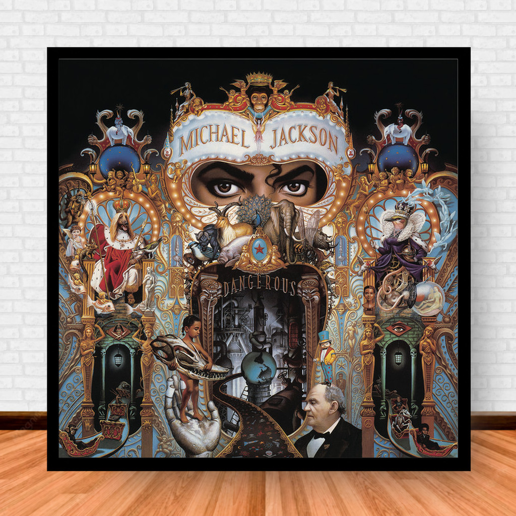 Quadro Decorativo Placa Música Álbuns Michael Jackson Pop com Moldura