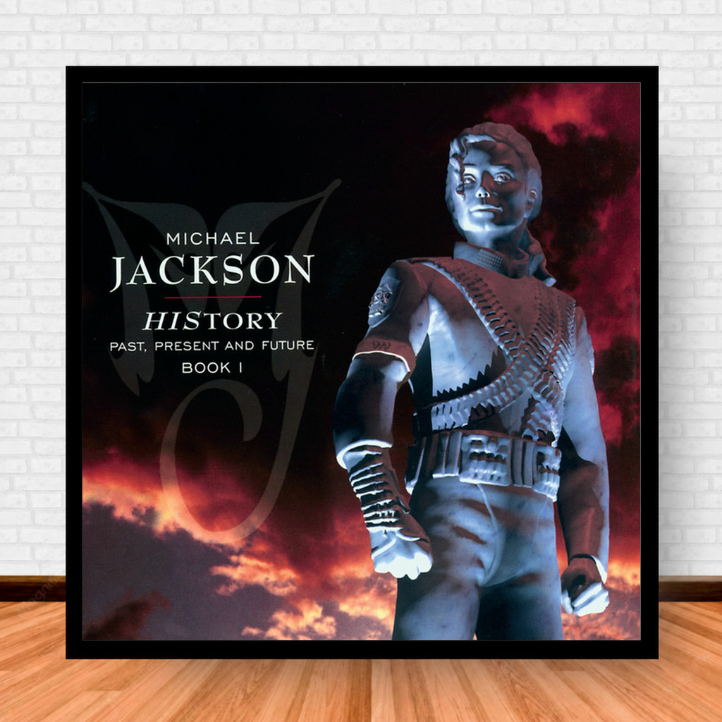 Quadro Decorativo Placa Música Álbuns Michael Jackson Pop com Moldura