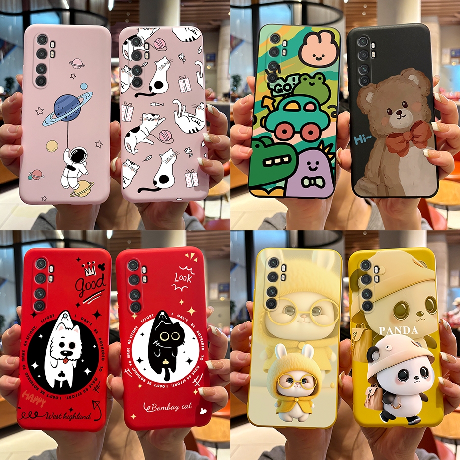 Xiaomi mi Note 10 Lite Capa Para Telefone Lovely Panda Pattern Jelly Soft Silicone Matte Note10 Casing 6,47'.