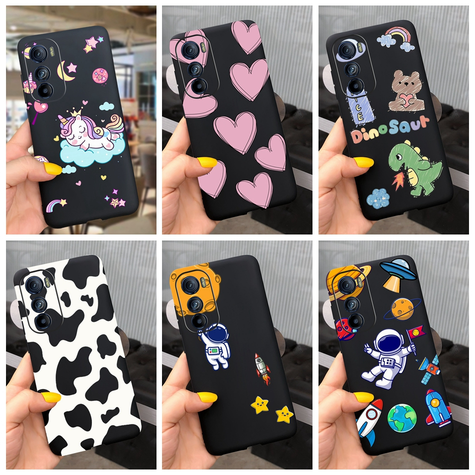 Motorola Edge 30 Cute Astronaut Milk Cow Pattern De Vaca De Leite Padrão Moto Edge30 5G Estojo Macio De Silicone Preto