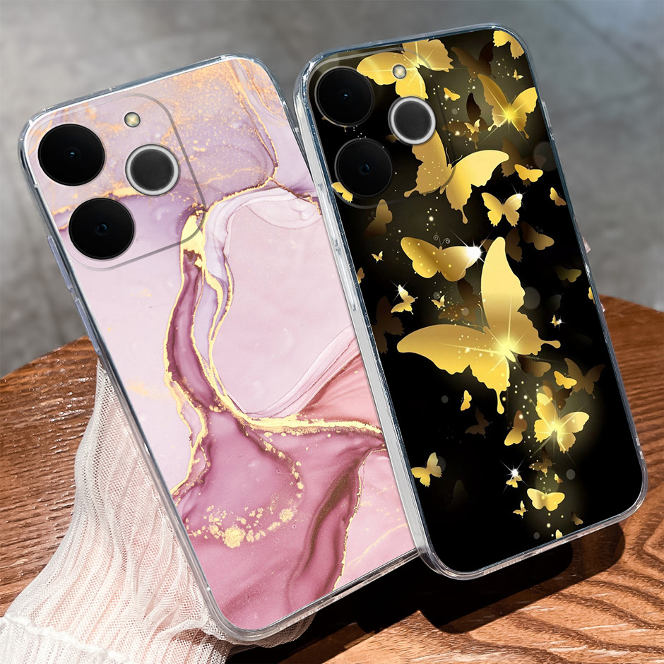 Para Realme Note 70 70T 4G Case Pretty Butterfly Pattern Capa Protetora De Silicone Macio RealmeNote70 70T Ultrafino Ant