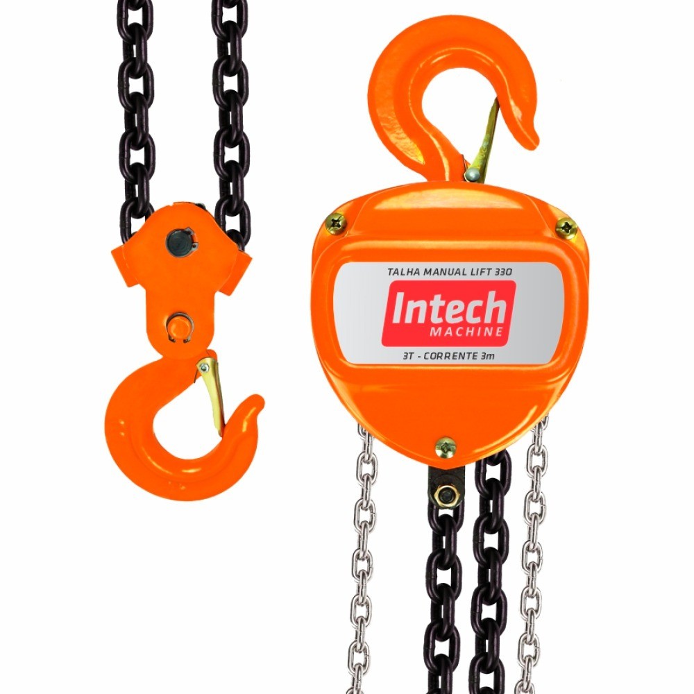 Talha manual com capacidade de 3000 Kg e 3 metros de corrente - LIFT330 Intech Machine