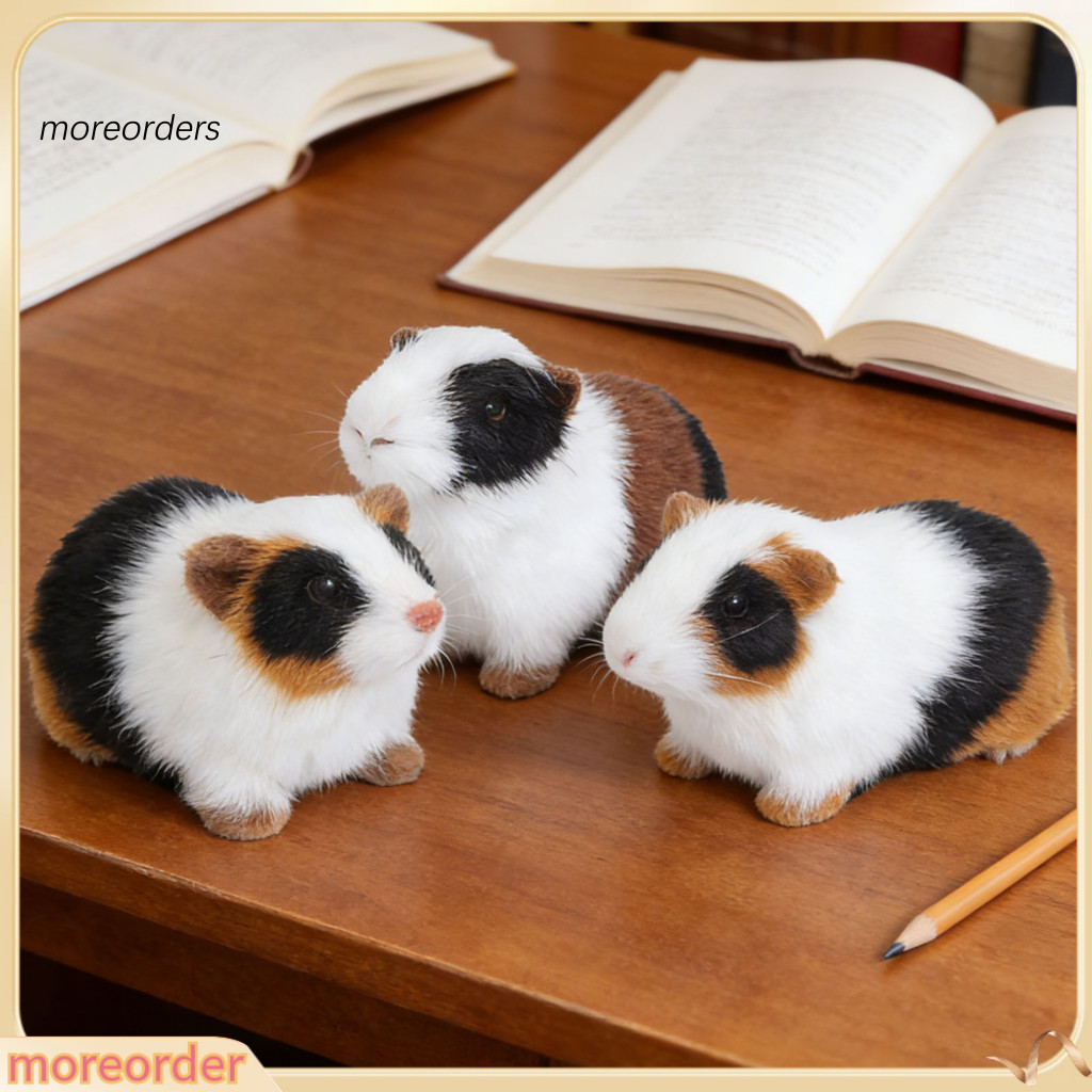 Realistic Plush Hamster Ornament – Cute Furry Guinea Pig Model for Home Desk Shelf Car Interior Decoration Perfect Gif