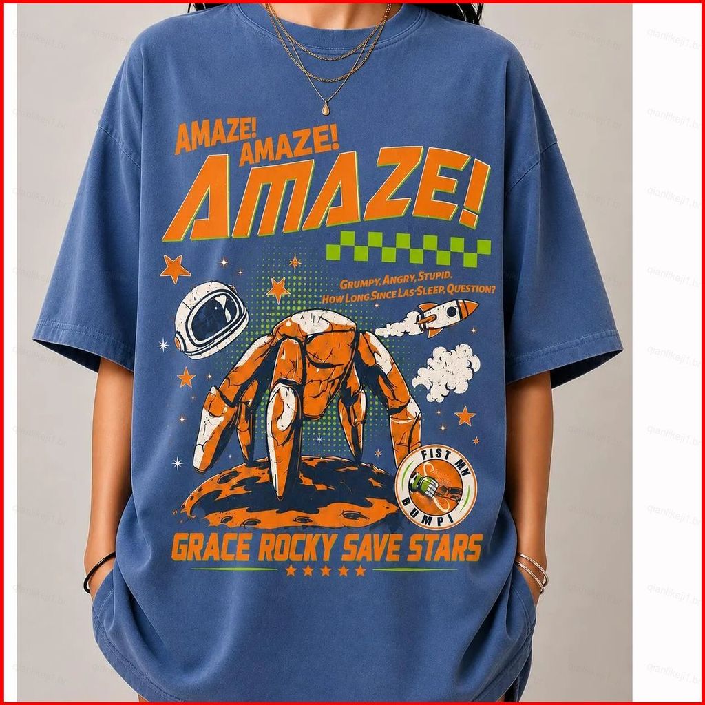 Camiseta Vintage Grace Rocky Save Stars Projeto Hail Mary Inspirada Em Sci Fi