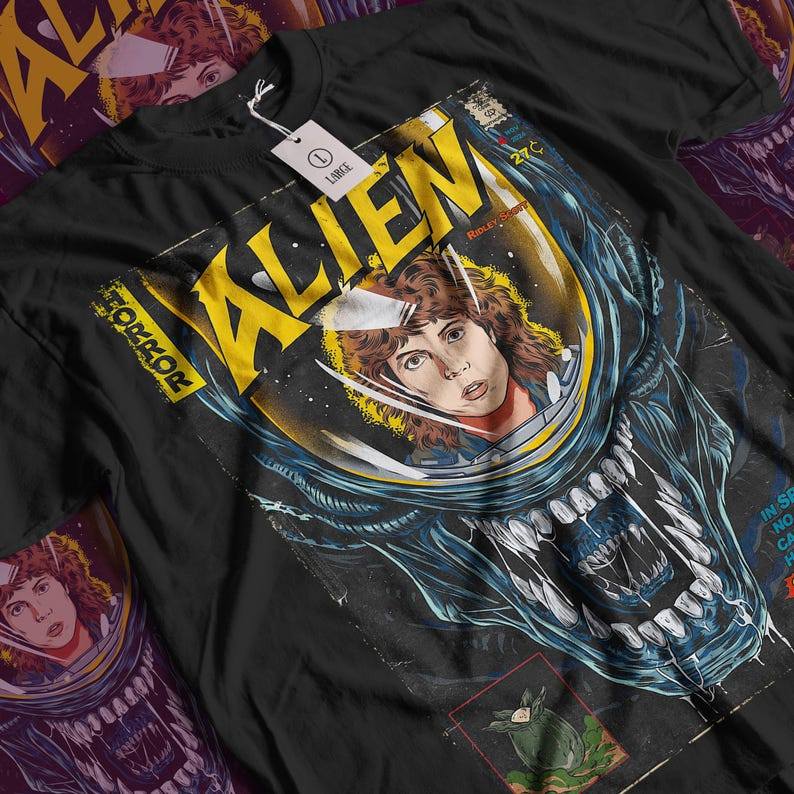 2026 Novo Camiseta Masculina Aesthetic Alien Movie Vintage Horror Sci-fi T-shirt Unissex Streetwear Envio Imediato
