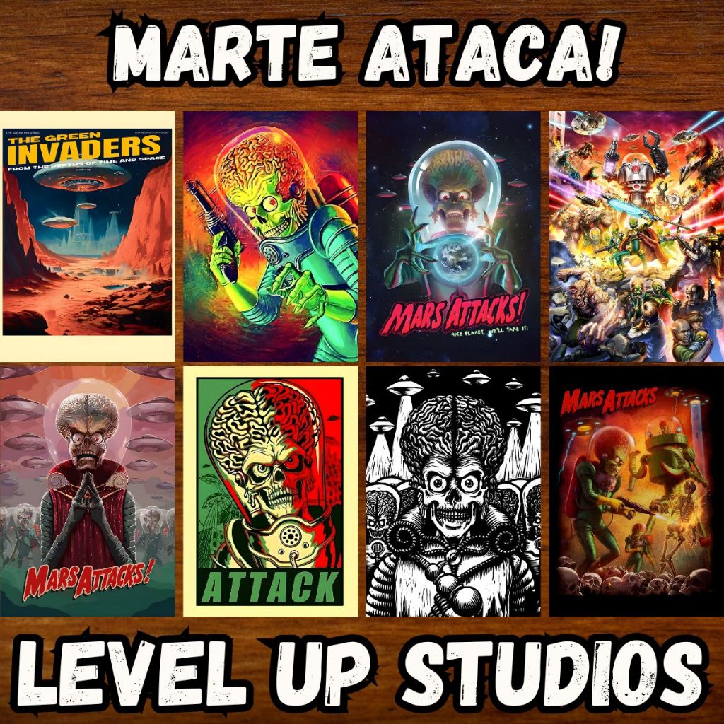 Marte Ataca! - Placas Quadros Decorativos Posters - Sci-Fi Vintage Alienígenas Retrô Comédia