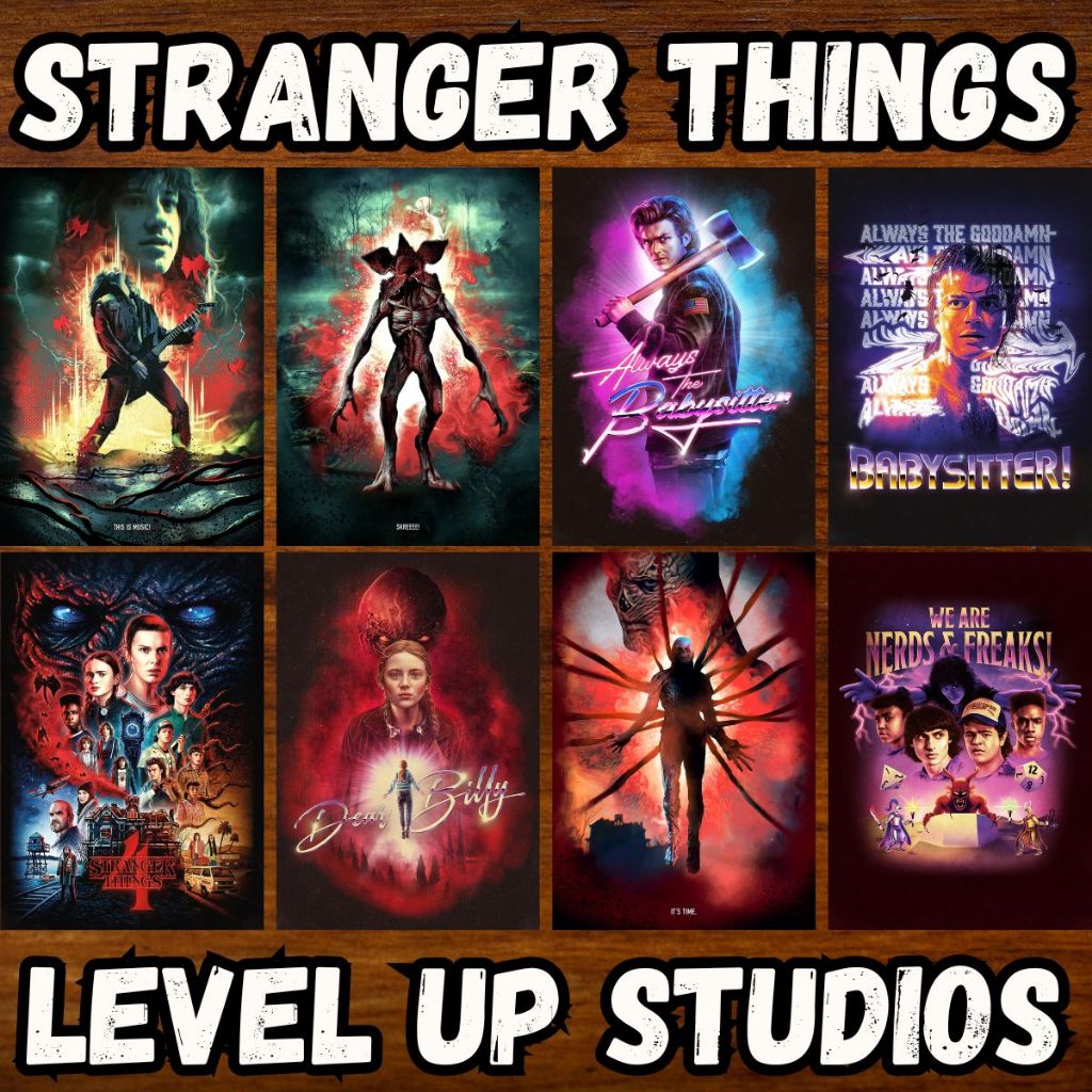 Stranger Things Posters Retro - Placas Quadros Decorativos | Série Vintage Anos 80 Sci-Fi