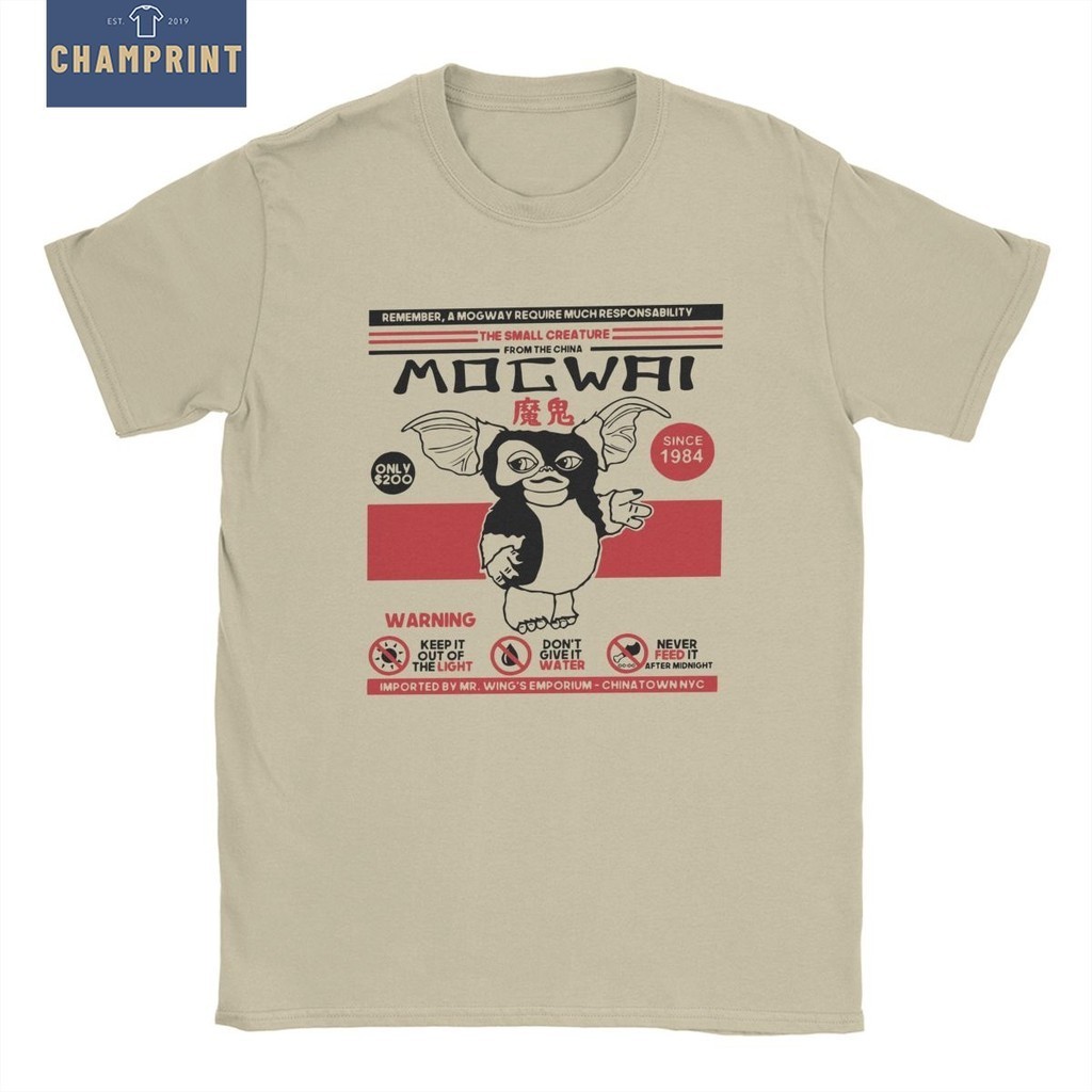 Seu Animal De Estimação Mogwai Gremlins Camisetas Masculinas Gizmo 80s Filme Monstro Sci Fi Vintage Algodão Puro Roupas
