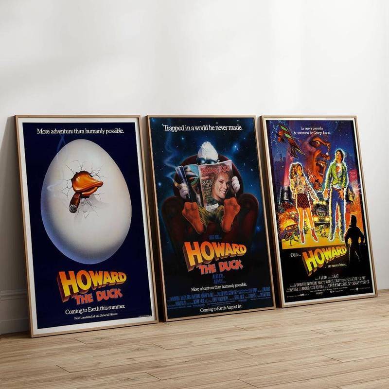 Howard The Duck Conjunto De Impressão Em Tela De 3 Peças Vintage 80s Sci-Fi Comédia Filme Pôster Arte De Parede