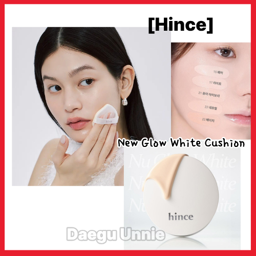 [Hince] New Glow White Cushion Foundation SPF40 PA + + , (Produto Principal + Recarga) , Acabamento Radiante Natural , 5