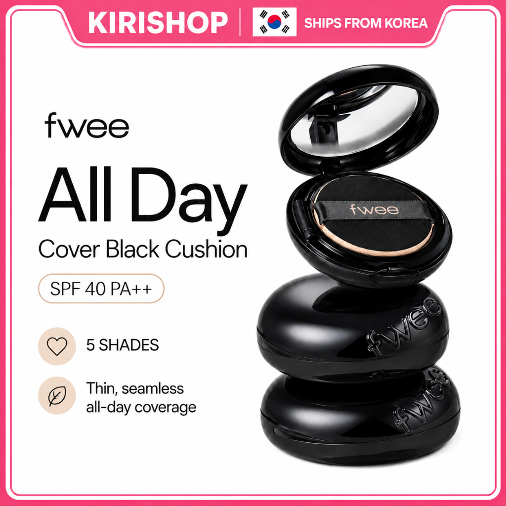 Fwee Capa Para O Dia Todo Almofada Preta 13g SPF40 PA + Semi Fosca Cobertura Total Base Coreana 5 Tons