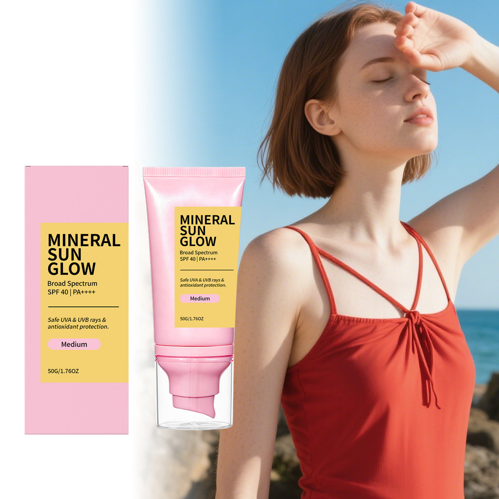 50g Mineral Sun Glow Tinted Moisturizer SPF40 , Base Leve E Respirável Com Proteção UVA/UVB , Cobertura Média Para Pele