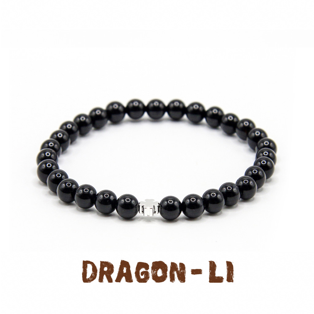 DRAGON LI Tanuki Cat Obsidian Clover 925 Prata Frisada Casal Cor Acessórios Presente Namorada