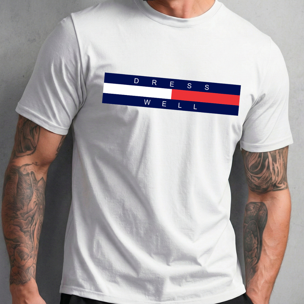 Camiseta Basica Masculina Branca Algodão Gola Redonda Manga Curta Estampa Dress Well Estilo Urbano Confortável Macia