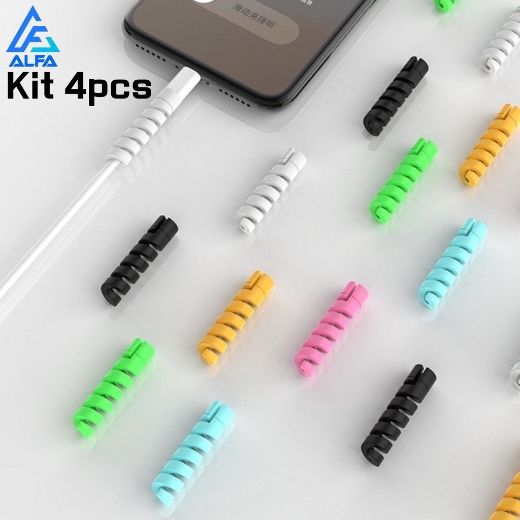 Protetor Linha De Dados Compacta Portátil Anti Quebra-proteção de cabo. 1 pacote com 4pcs