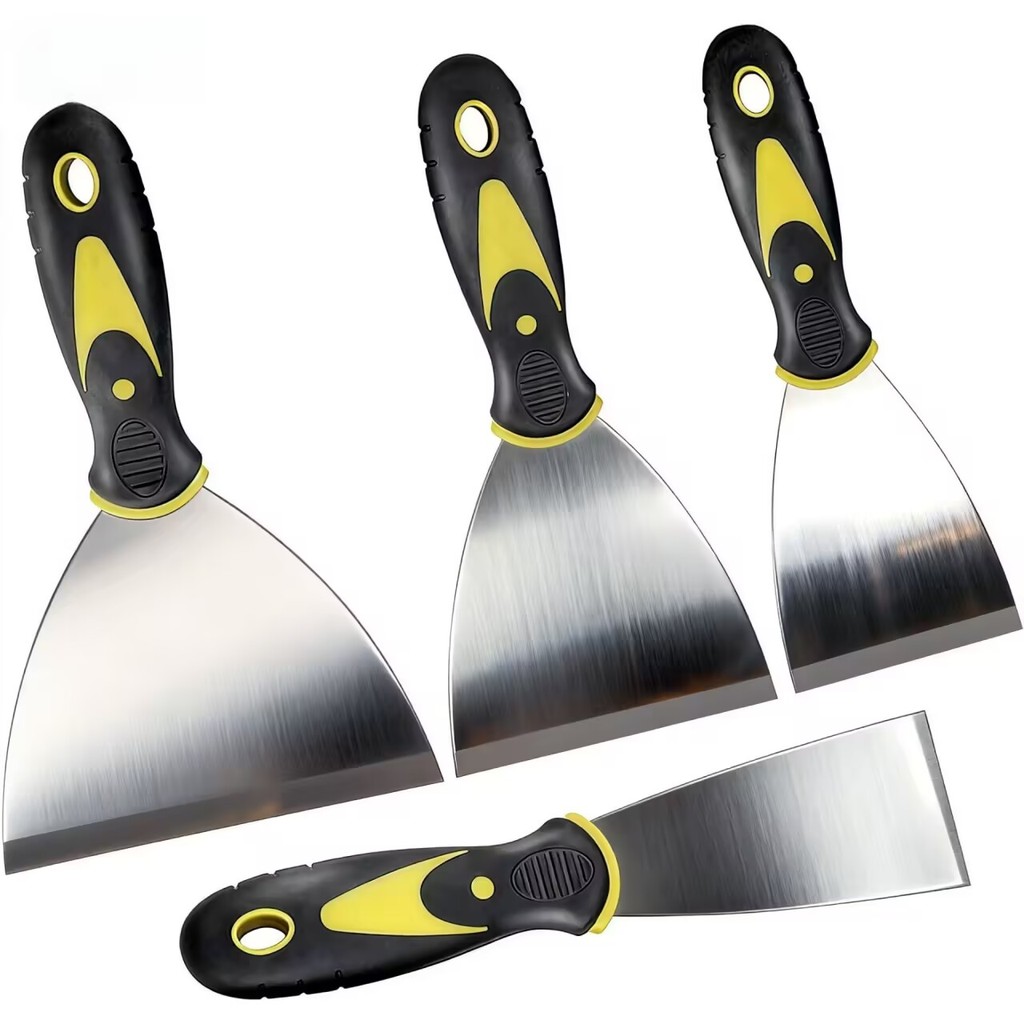 Kit 4 Espátulas de Aço Inox Profissional com Cabo Emborrachado – Tamanhos 2