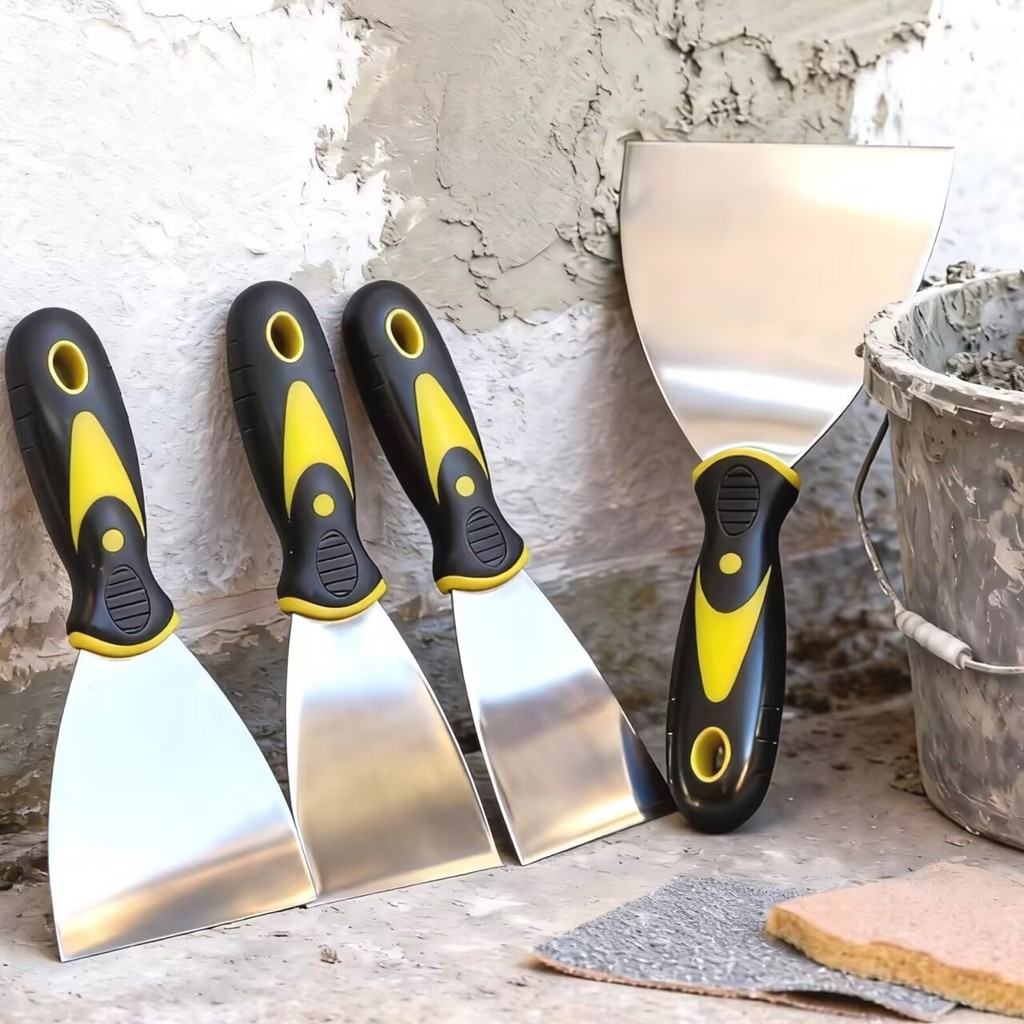 Kit 4 Espátulas de Aço Inox Profissional com Cabo Emborrachado – Tamanhos 2