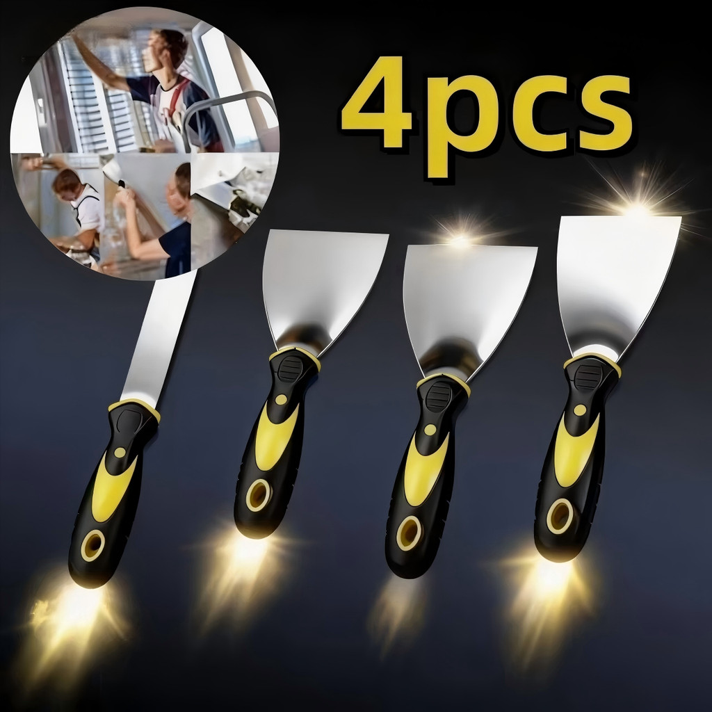 Kit 4 Espátulas de Aço Inox Profissional com Cabo Emborrachado – Tamanhos 2