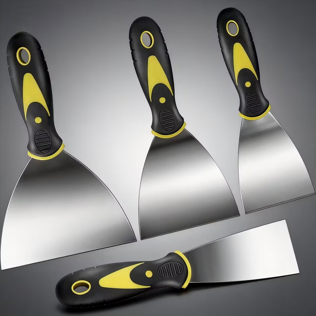 Kit 4 Espátulas de Aço Inox Profissional com Cabo Emborrachado – Tamanhos 2
