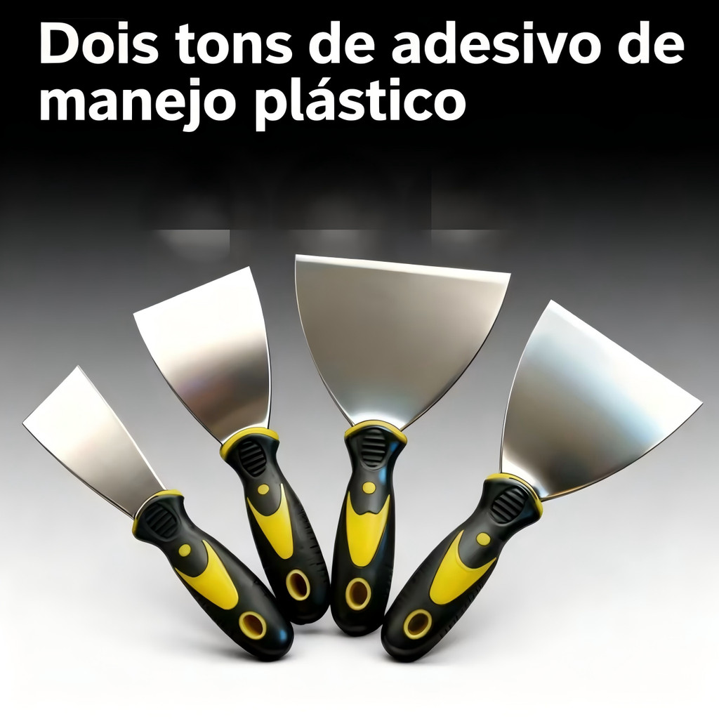 Kit 4 Espátulas de Aço Inox Profissional com Cabo Emborrachado – Tamanhos 2