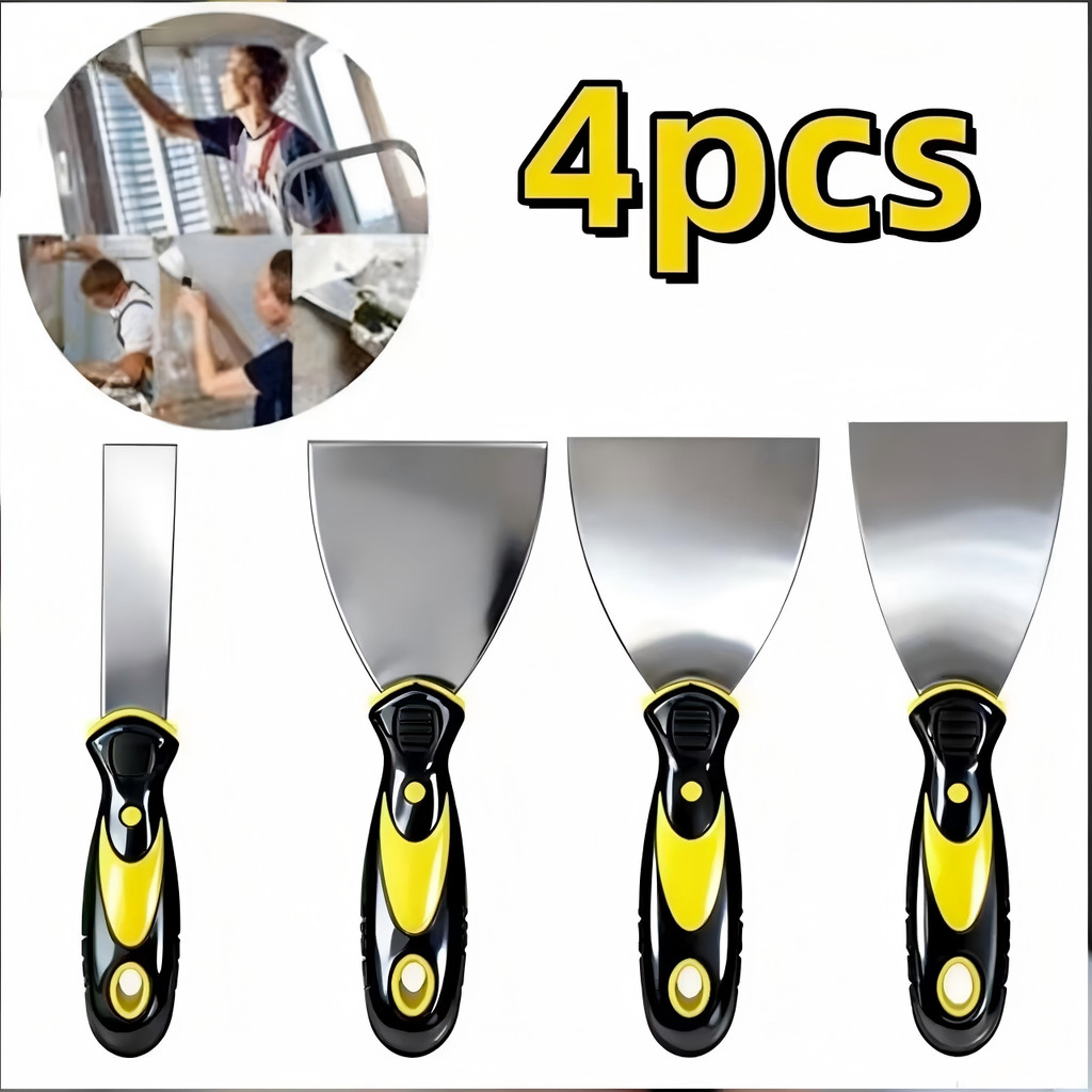 Kit 4 Espátulas de Aço Inox Profissional com Cabo Emborrachado – Tamanhos 2