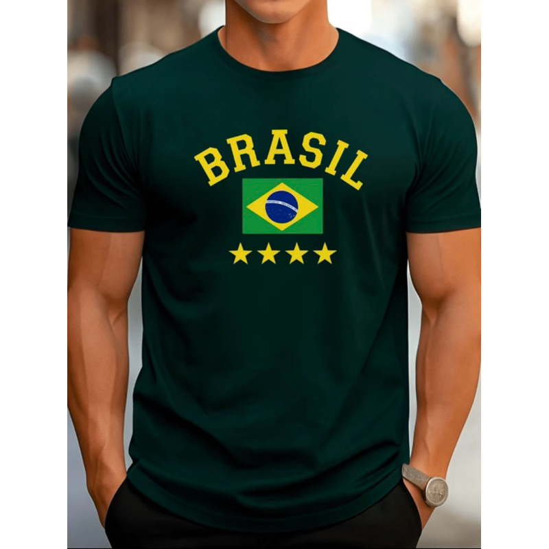 Camiseta Masculino Brasil 5 Estrelas Streetwear - Estilo, Conforto e Orgulho Nacional!