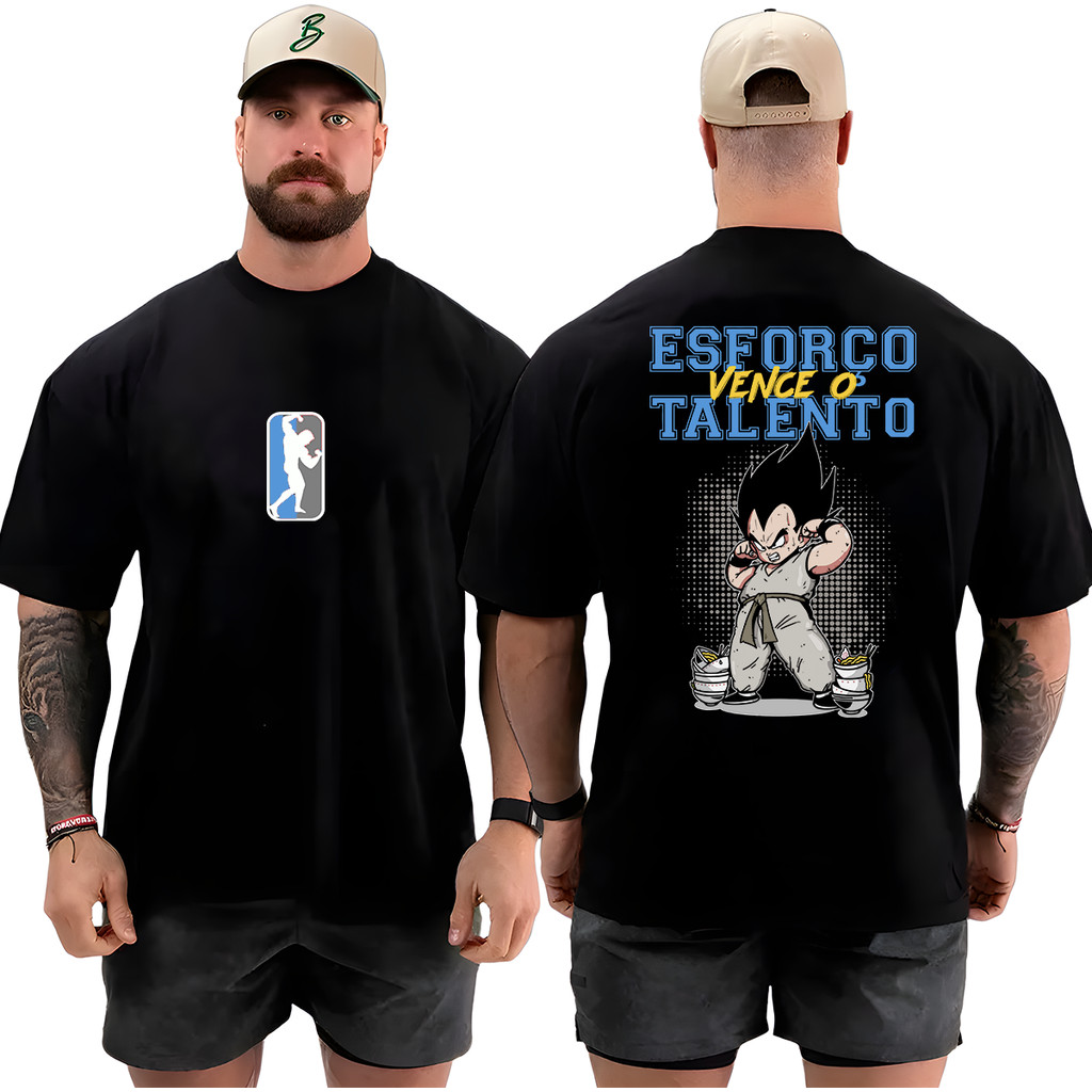 Camiseta Oversized Esforço Vence Talento Algodão Estilo Streetwear Musculação e Academia