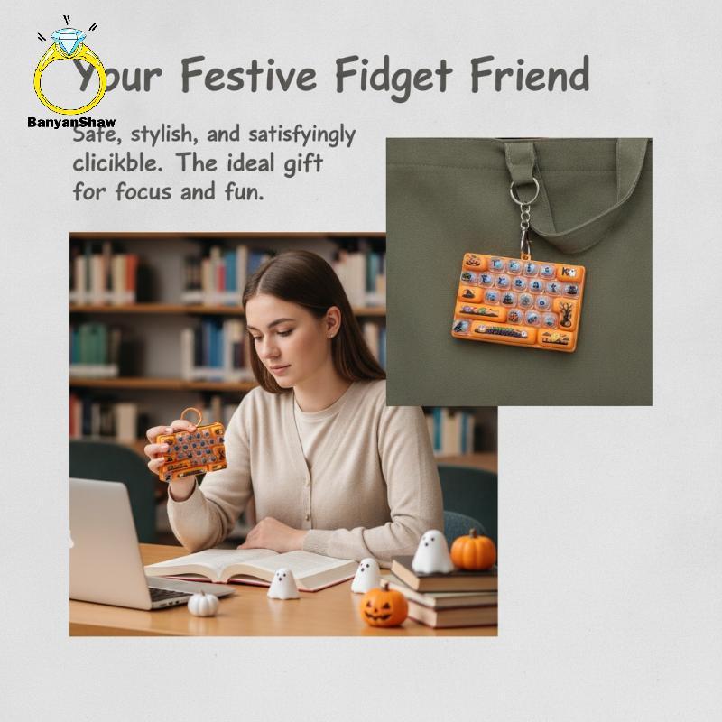 [BANY] Mini Teclado Fofo Com Tema De Halloween , Brinquedo 26 Teclas , Bolsa Para Alívio Do Estresse , Ornamento Adolesc