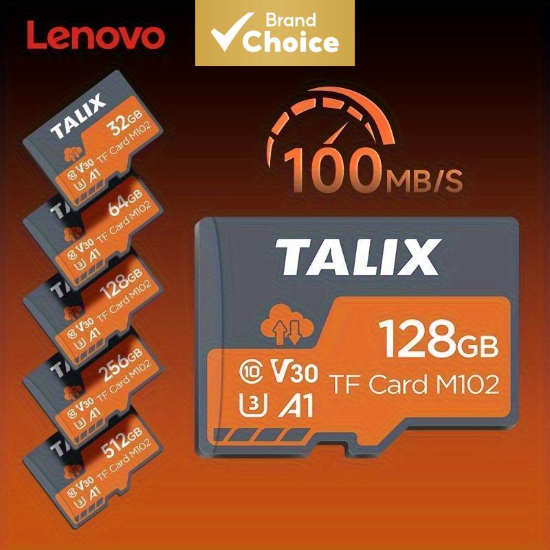 Lenovo Talix Cartão TF Expansão de Dispositivos Inteligentes 32G/64G/128G/256G/512G, Cartão de Memória A1 U3 para