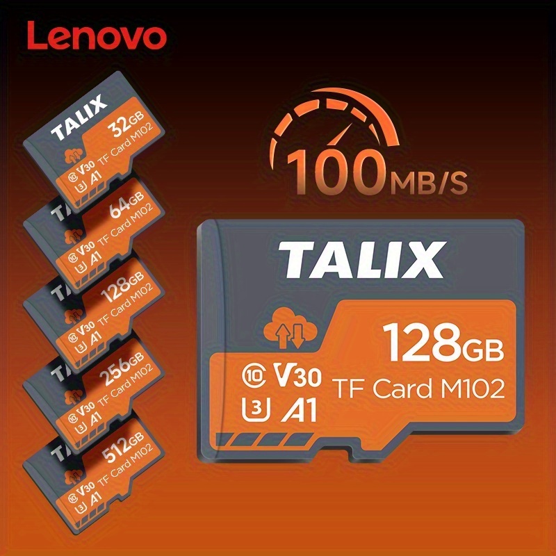 Lenovo Talix Cartão de Expansão Inteligente para Dispositivos 32G/64G/128G/256G/512G, Cartão de Memória A1 U3 para