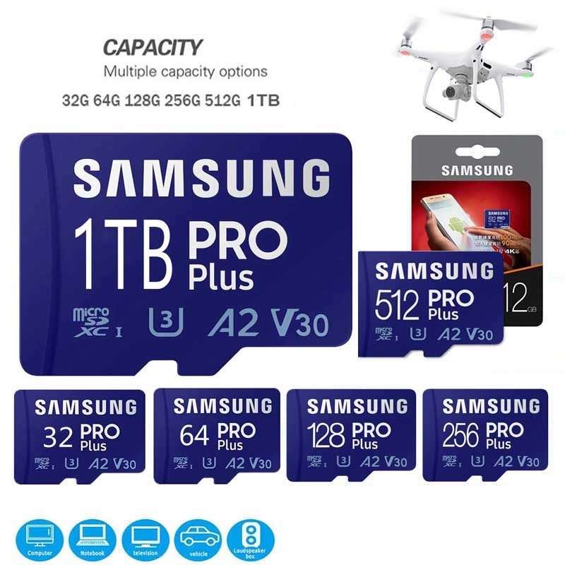 Cartão De Memória Micro SD/TF EVO Plus 128G 256G 512G 1TB Classe 10 UHS-I De Alta Velocidade 64G Para Gravador De Conduç