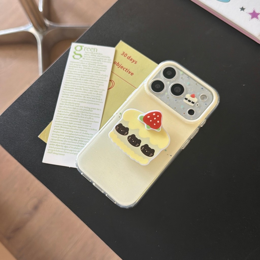 ins Suporte Bolo Gato TPU Capa Macia Para IPHONE 17 16 15 PROMAX Protetora À Prova De Choque