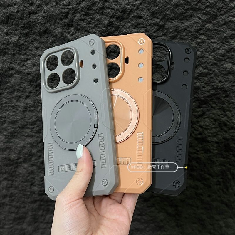 Capa para Telefone Xiaomi 17T, Reforçada e à Prova de Choque, Estilo Mecha com Suporte Rotativo para 17TPro, Capa Macia
