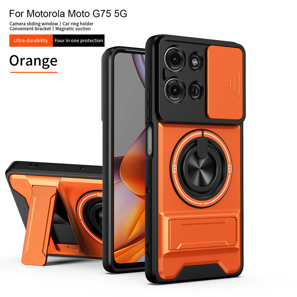 Magnético Capinha Motorola Moto G75 G15 G17 G56 G86 Caixa Dura Armadura Suporte Rotativo De Telefone À Prova De Choque